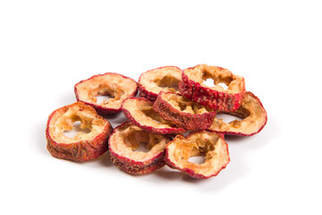 Dried hawthorn slices isolated on white background