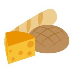 Farm product icon isometric vector. Crispy bread and cheeze piece. Fresh organic product