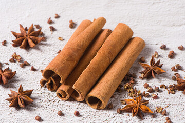 traditional spices anise star ,cinnamon sticks and sichuan pepper