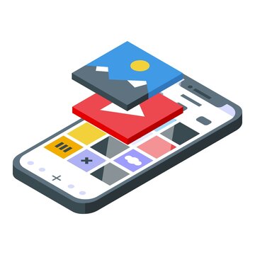 Phone multimedia icon isometric vector. Cell button. Smart tablet