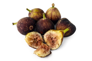 Batch of fresh figs isolated on white, close-up