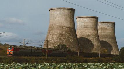 Cooling towers of CHP in the city of Artyom