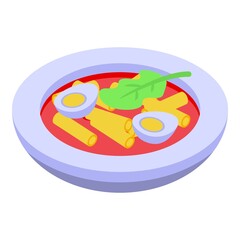 Egg soup icon isometric vector. Hot food. Soup pot