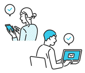 採用の応募をする就職活動中の新卒男女のイメージイラスト素材