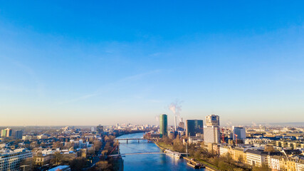 Fototapeta premium View of the Main River in Frankfurt, Germany during the day