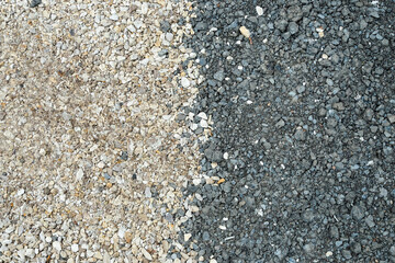 Black and white gray brown gravel stone in the proportion of 50 to 50 background