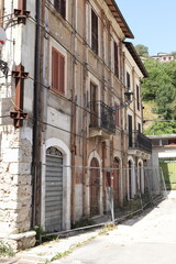 Fototapeta na wymiar Closed Damaged Buildings in Posta after the 2016 Earthquake, Central Italy
