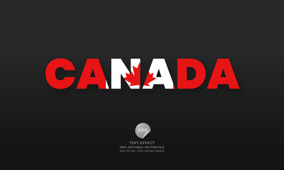 Canada editable text effect with Canadian flag pattern 
