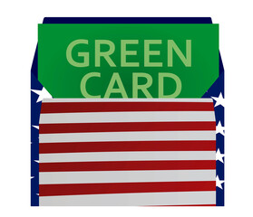 Green card in USA flag letter. vector