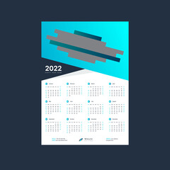 Wall Calendar 2022 Template or 1 Page Calendar 2022