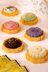 A mooncake  is a Chinese bakery product traditionally eaten during the Mid-Autumn Festival. The Mid-Autumn Festival is widely regarded as one of the four most important Chinese festivals.
