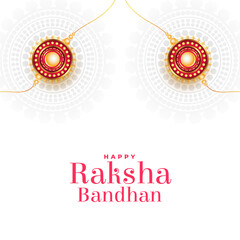 raksha bandhan wishes card with rakhi on white background