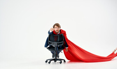 business man in suit red cloak superhero manager