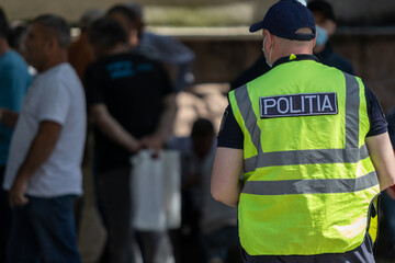 A policeman at a protest