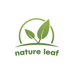 nature leaf with round line behind icon shape