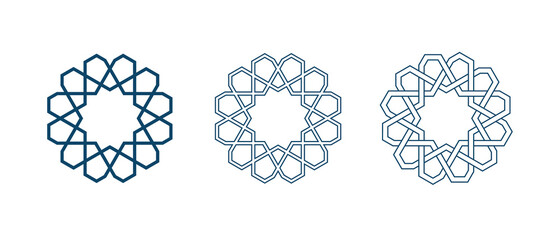 Islamic traditional rosette for greetings cards decoration and design on white backgrounds. Vector illustration.