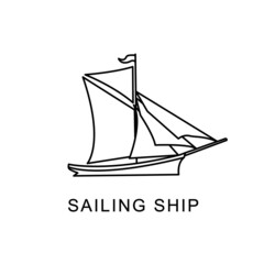 Basic RGBsailing ship line art style design vector illustration