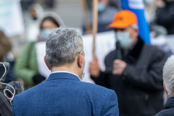 A man at a protest