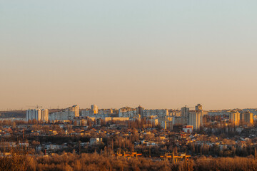City on the background of sunset