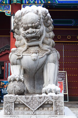 carved lions of gray stones,Lion stone statues,Traditional Chinese stone lions