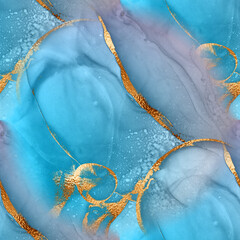 Seamless pattern with Alcohol ink colors . Abstract multi coloured marble texture background. Design wrapping paper, wallpaper, textile. Mixing acrylic paints. Modern fluid art. Alcohol Ink seamless p