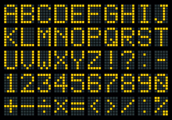 Digital numbers isolated on black background.