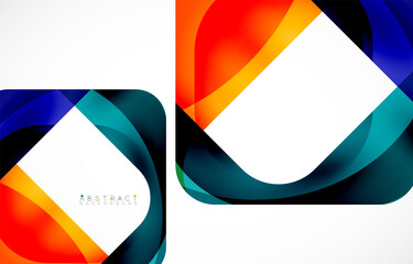 Minimal background. Abstract square shape with round corners created with wavy forms. Vector Illustration For Wallpaper, Banner, Background, Landing Page