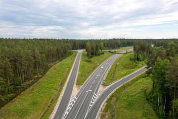Highway A1 Via Baltica (between Vilnius, Riga and Tallinn), road section next to Saulkrasti, Latvia