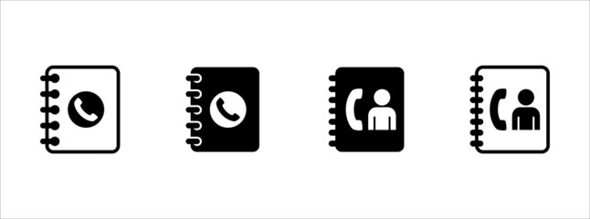 Contact phone book icon vector set. Telephone book simple flat illustration symbol.