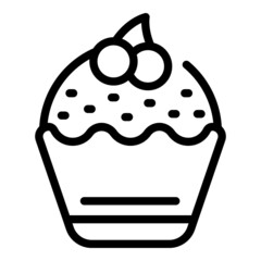 Cream cupcake icon outline vector. Cafe cherry. Dessert muffin