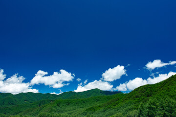 Fototapeta na wymiar 青空と山の稜線／長野県川上村 