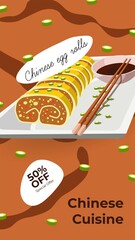 Chinese cuisine, asian meal 50 off promo banner