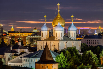 Fototapeta na wymiar Moscow, Russia 08.15. Novospassky Stavropegic Monastery, night view