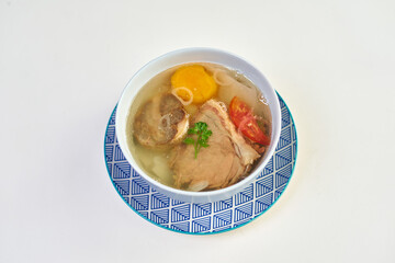soup with shurpa meat on a white background