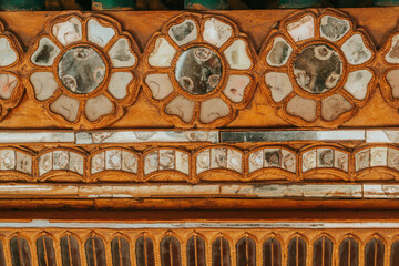Burmese wood bas-relief floral pattern.