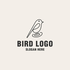 Bird line logo template on monogram style