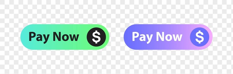 Pay now buttons set. Online payment button system. Ecommerce check out.