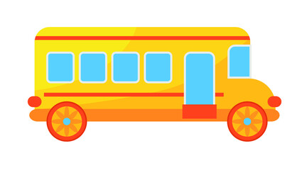 Bright yellow school bus on a white background with floral wheels