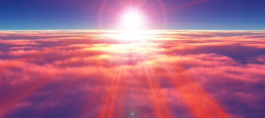 above clouds fly sunset sun ray
