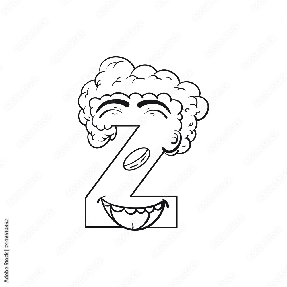 Fototapete outline sketch alphabet character z. handraw sketch alphabet.