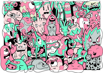 Doodle Monster Full Color Illustration 1 