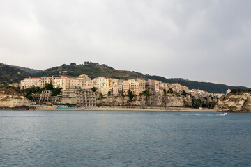Obraz premium Tropea, Calabria, Italy - June 23, 2019: Breathtaking view of the coast of the southern Italian city of Tropea