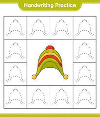 Handwriting practice. Tracing lines of Hat. Educational children game, printable worksheet, vector illustration