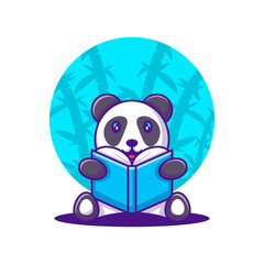 Cute Cartoon Vector Illustrations Panda reading a book. Back to School Icon Concept