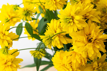 Beautiful bouquet of yellow Rudbeckia laciniata flowers close up