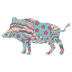 Wild boar with an abstract pattern