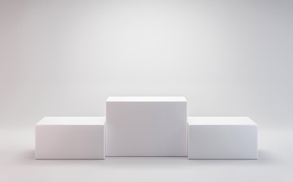 3D render,Minimal empty square podium or pedestal display,Blank product shelf for presentation.