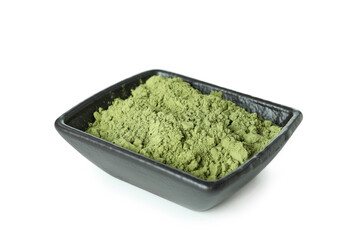 Matcha green powder isolated on white background