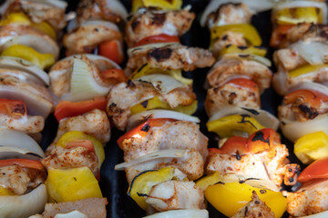 Raw shaslik skewers chicken breast