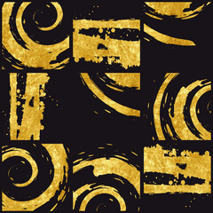 seamless pattern of black and gold tiles for design. Perfect for posters, business cards, personalized brands, packaging,